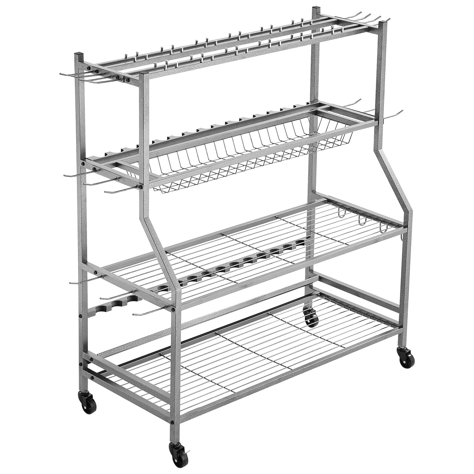 15 Pole Fishing Rod Holder Fishing Rack Cart Organizer With Wheels For Garage_maomaolike.com